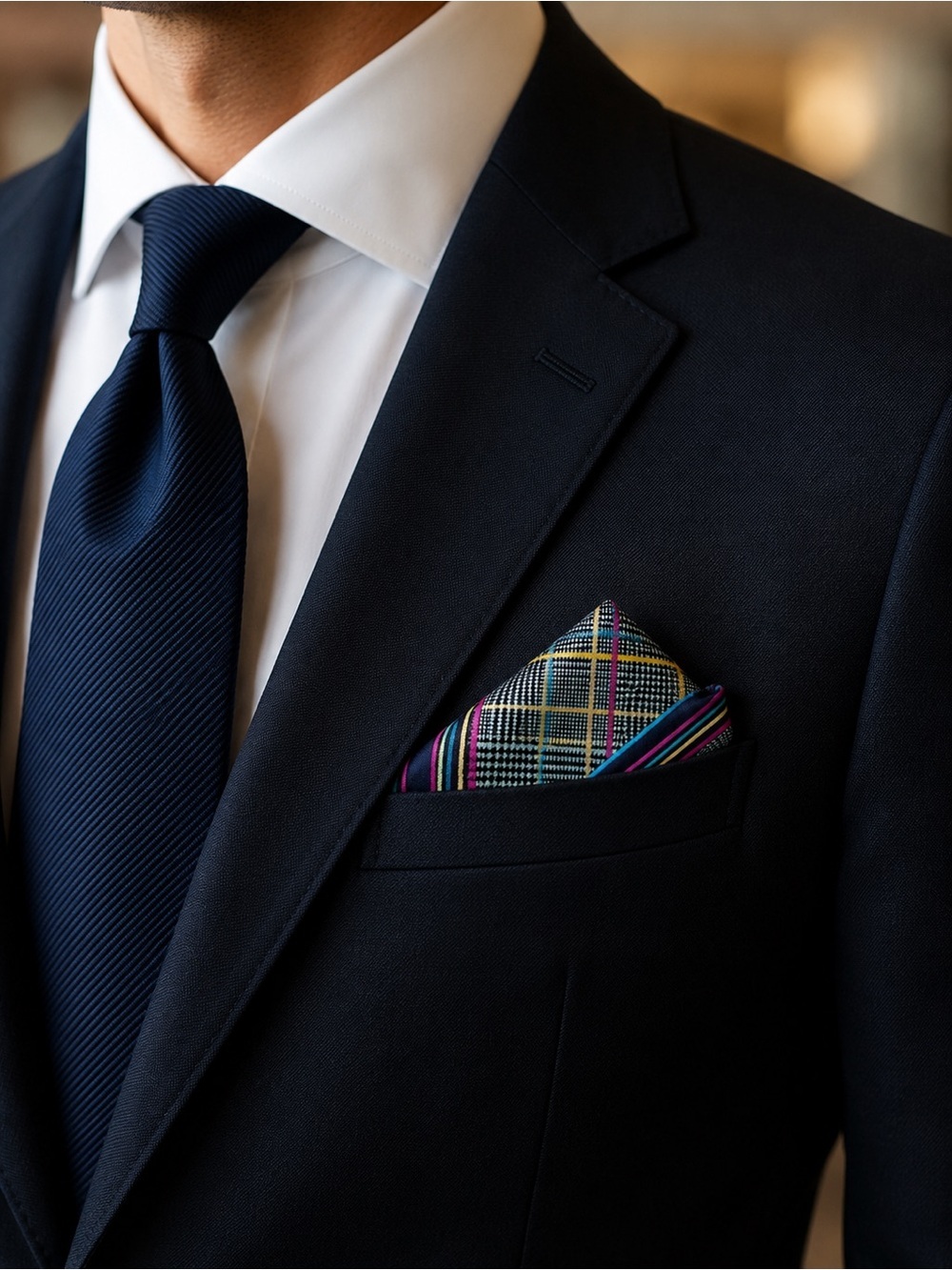 Piattelli 100% Silk Pink Blue Aqua Black Yellow Handmade Pocket Square